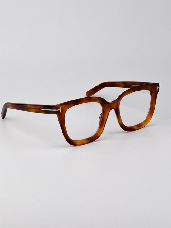 Tom Ford Women’s Eyeglasses Blonde Havana Square FT5880-B 053 Blue Light Block